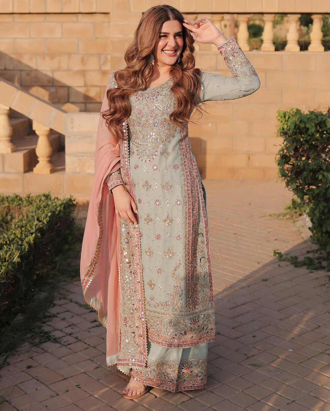 Gulbahaar Heritage Georgette Sharara Suit Set | Gulaal Jaipur