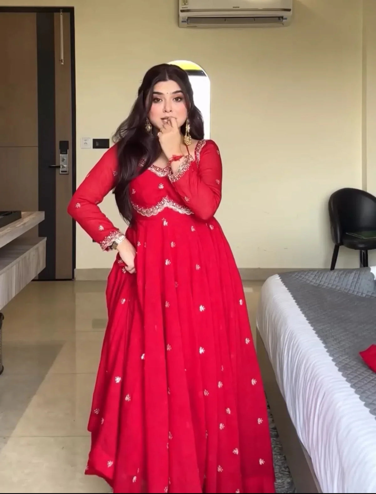 Nehas Red Embroidered Anarkali Suit | Gulaal Jaipur