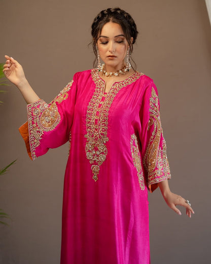 Royal Fuchsia Embroidered Palazzo Suit Set | Gulaal Jaipur