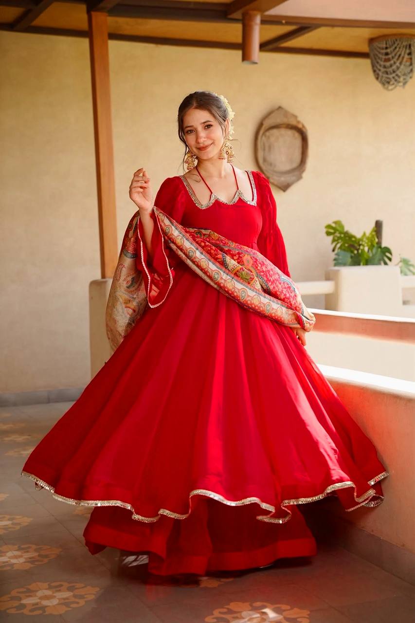 Luxury Red Party-Wear Anarkali Suit Set for Women | Gulaal Jaipur