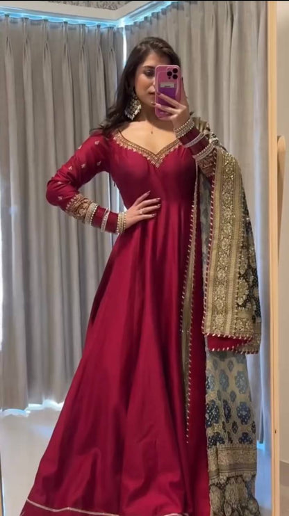 Dhruvi Pink Anarkali Premium Suit Set | Gulaal Jaipur