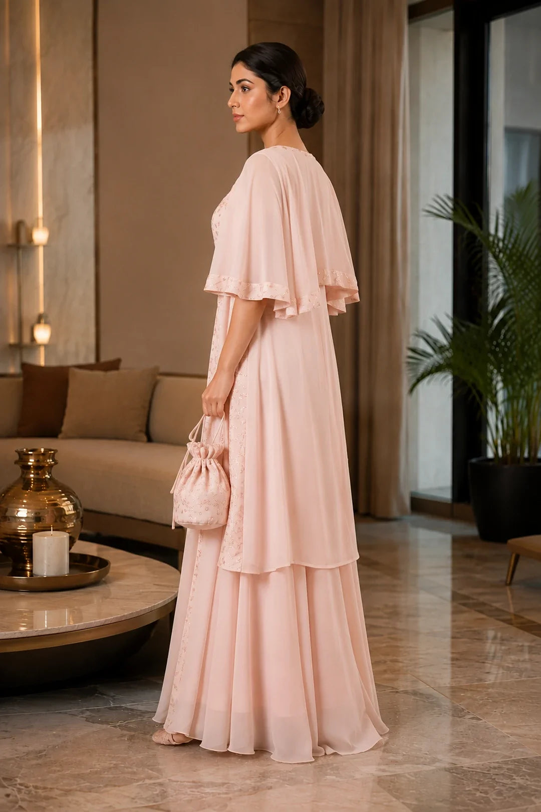 Blush Pink Sequin Embroidered Co-Ord Set