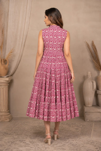 Parita Floral Jaal Block Printed Maxi Dress