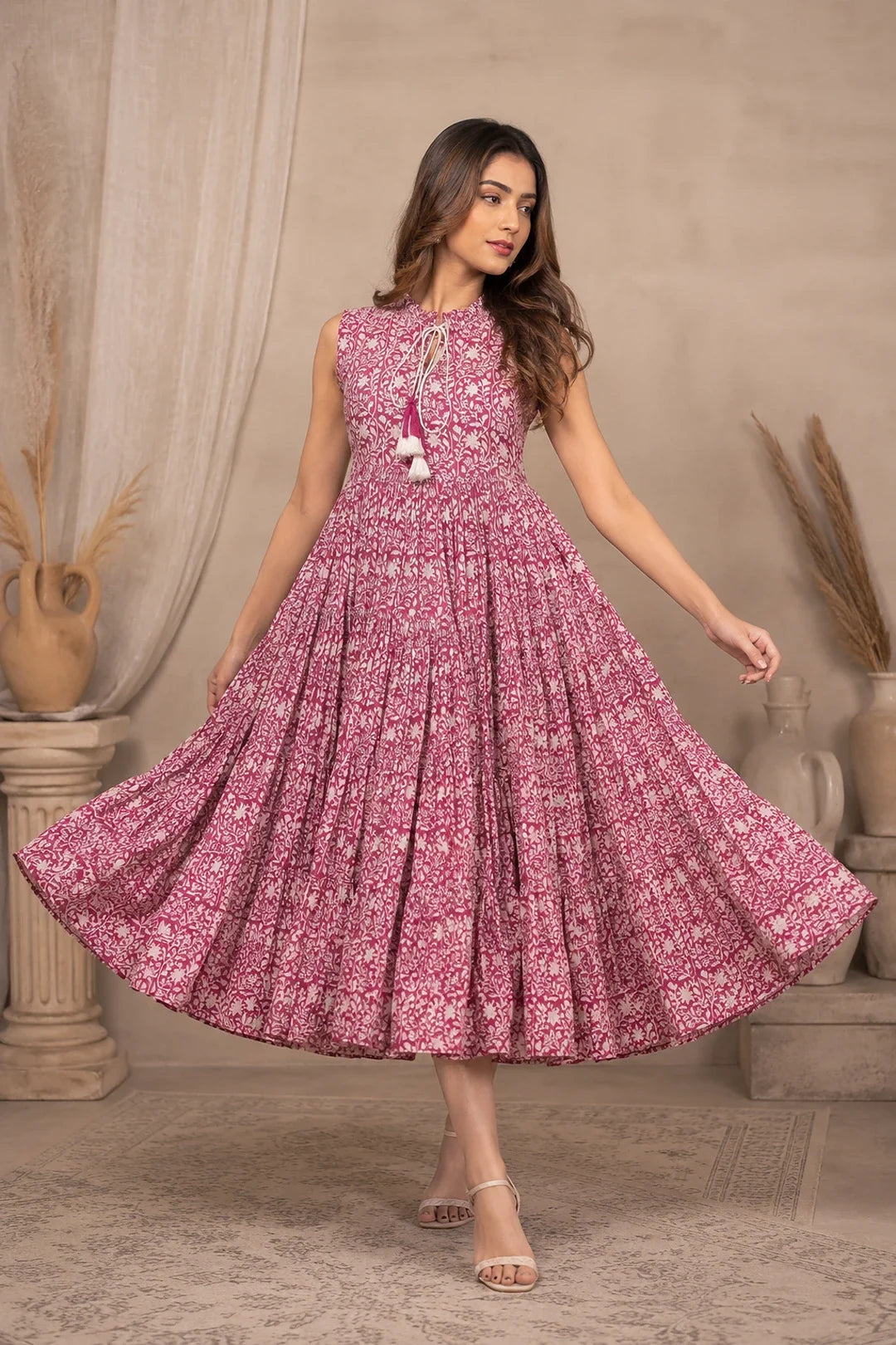 Parita Floral Jaal Block Printed Maxi Dress