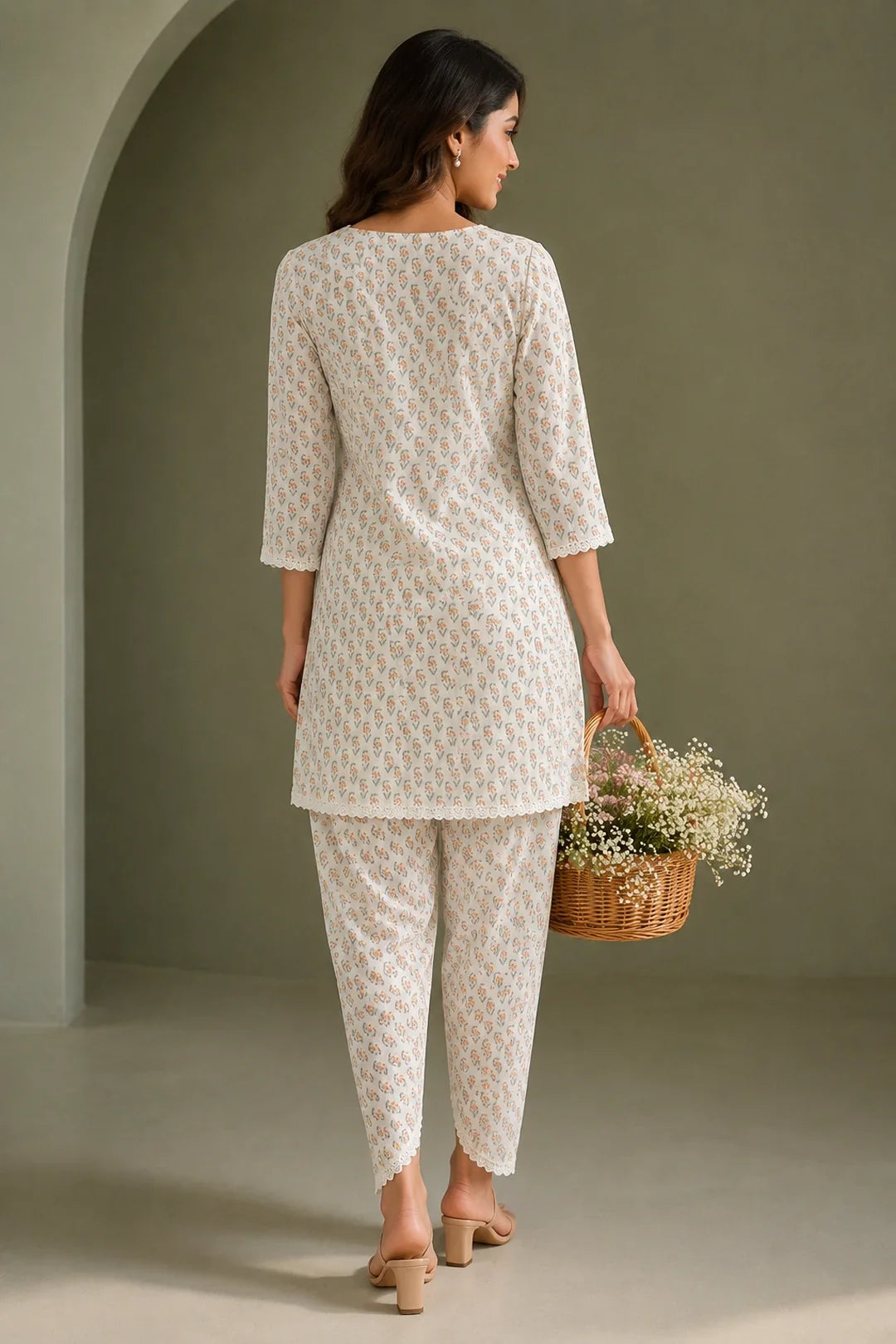 Aizah Block Printed Kurta & Tulip Pants Set