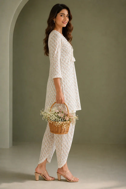Aizah Block Printed Kurta & Tulip Pants Set