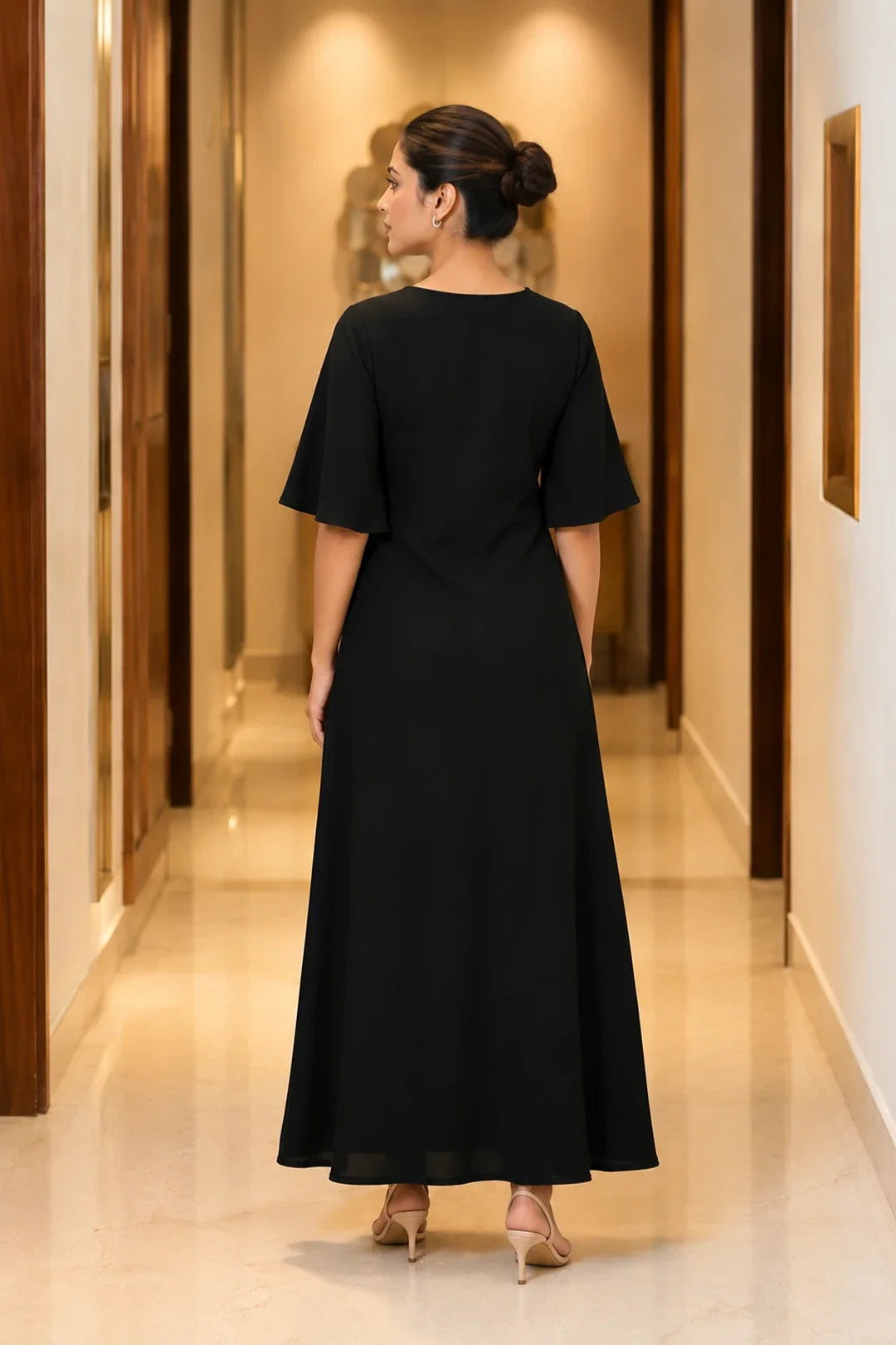 Anshi Black A-Line Dress
