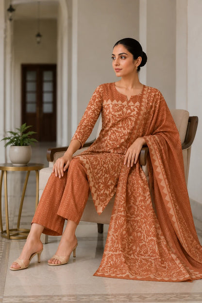 Tarita Block Printed Kurta-Pants & Dupatta Set
