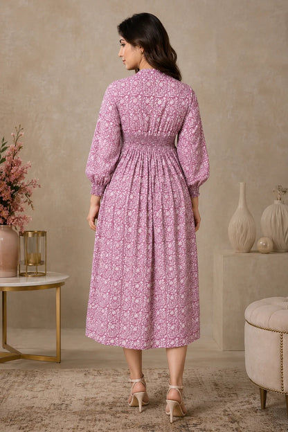 Turvi Floral Block Printed Dress