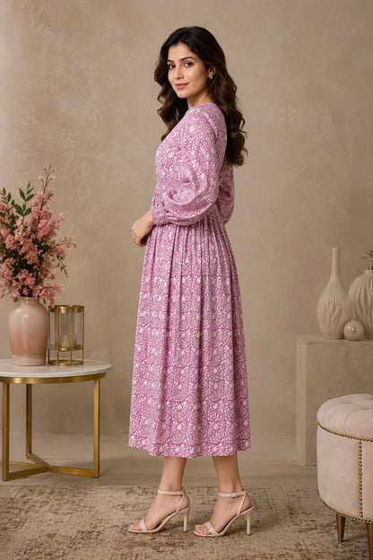 Turvi Floral Block Printed Dress