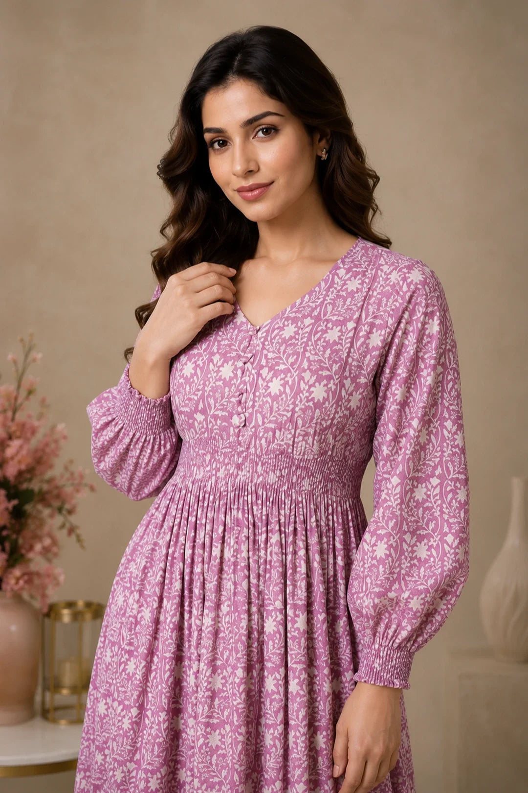 Turvi Floral Block Printed Dress