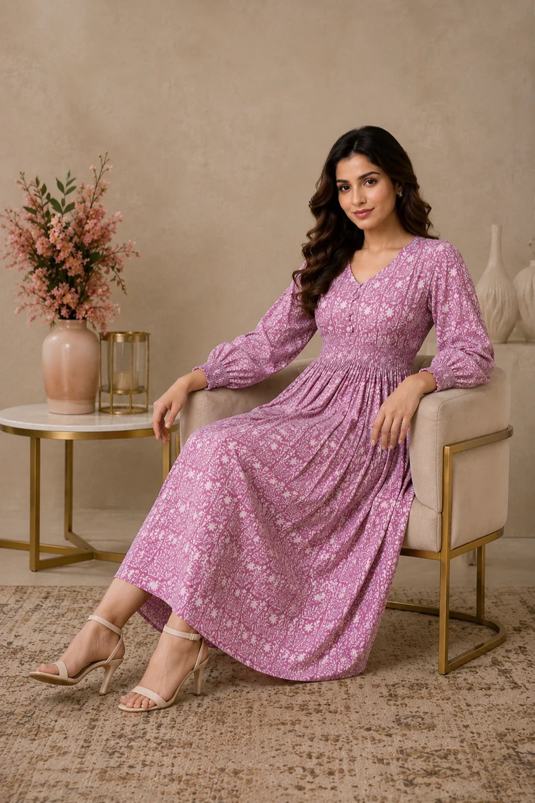 Turvi Floral Block Printed Dress
