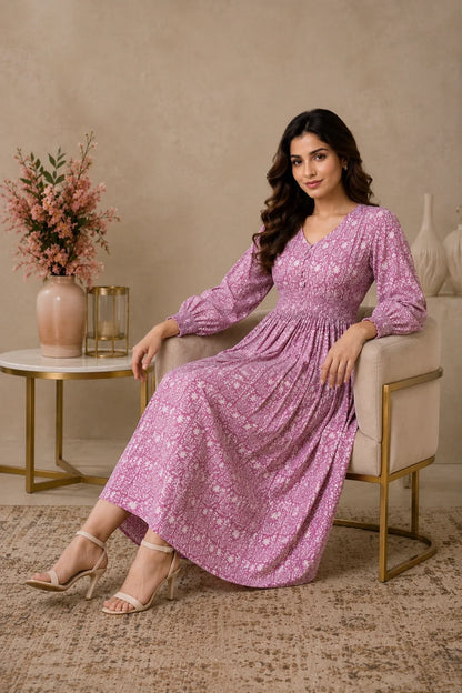 Turvi Floral Block Printed Dress