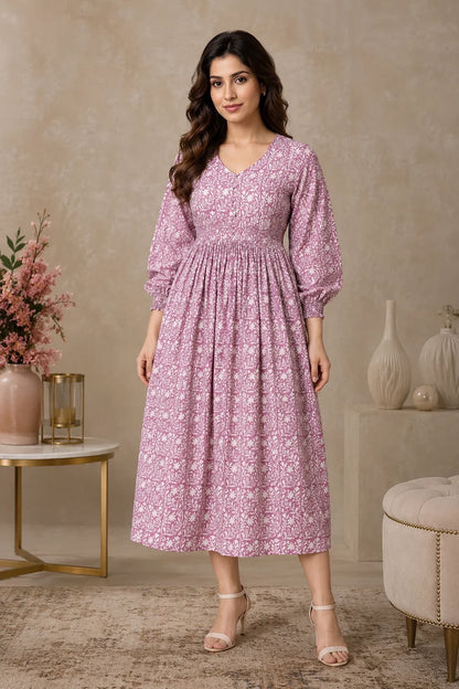 Turvi Floral Block Printed Dress