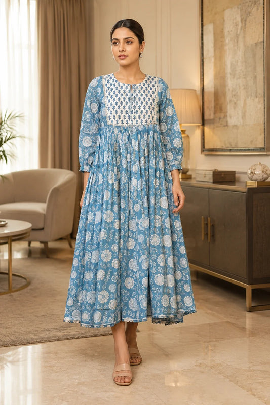 Nivya Floral Block Printed Dress