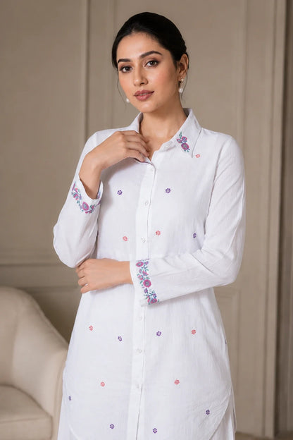 Amulya Off-White Cotton Knatha Co-Ord Set