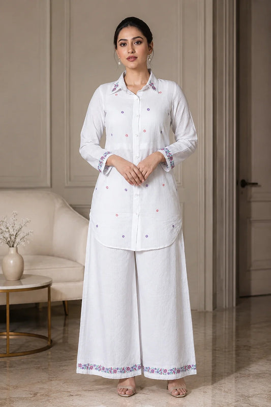Amulya Off-White Cotton Knatha Co-Ord Set