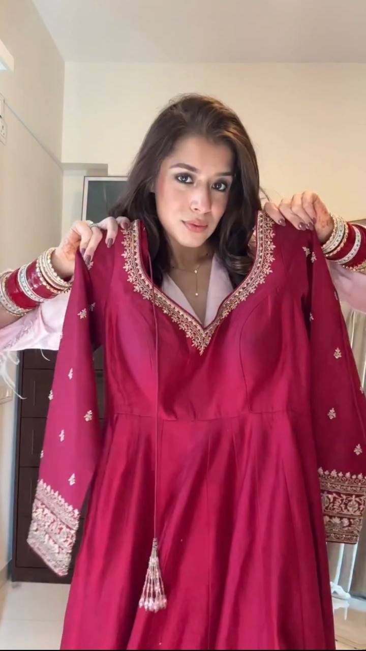 Dhruvi Pink Anarkali Premium Suit Set | Gulaal Jaipur