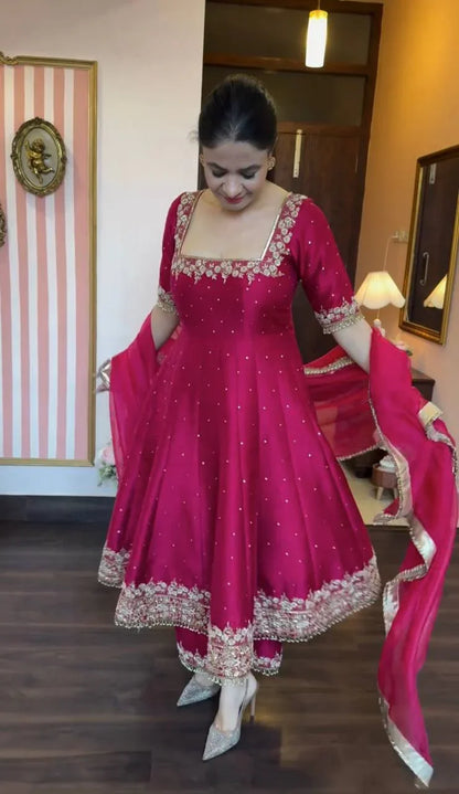 Prachi Red Heavy Vichitra Royal Anarkali Suit Set | Gulaal Jaipur