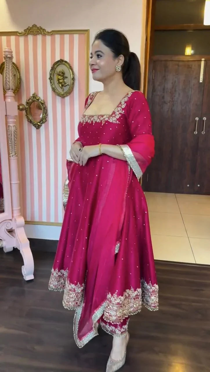Prachi Red Heavy Vichitra Royal Anarkali Suit Set | Gulaal Jaipur