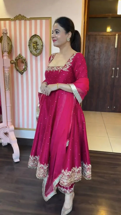 Prachi Red Heavy Vichitra Royal Anarkali Suit Set | Gulaal Jaipur
