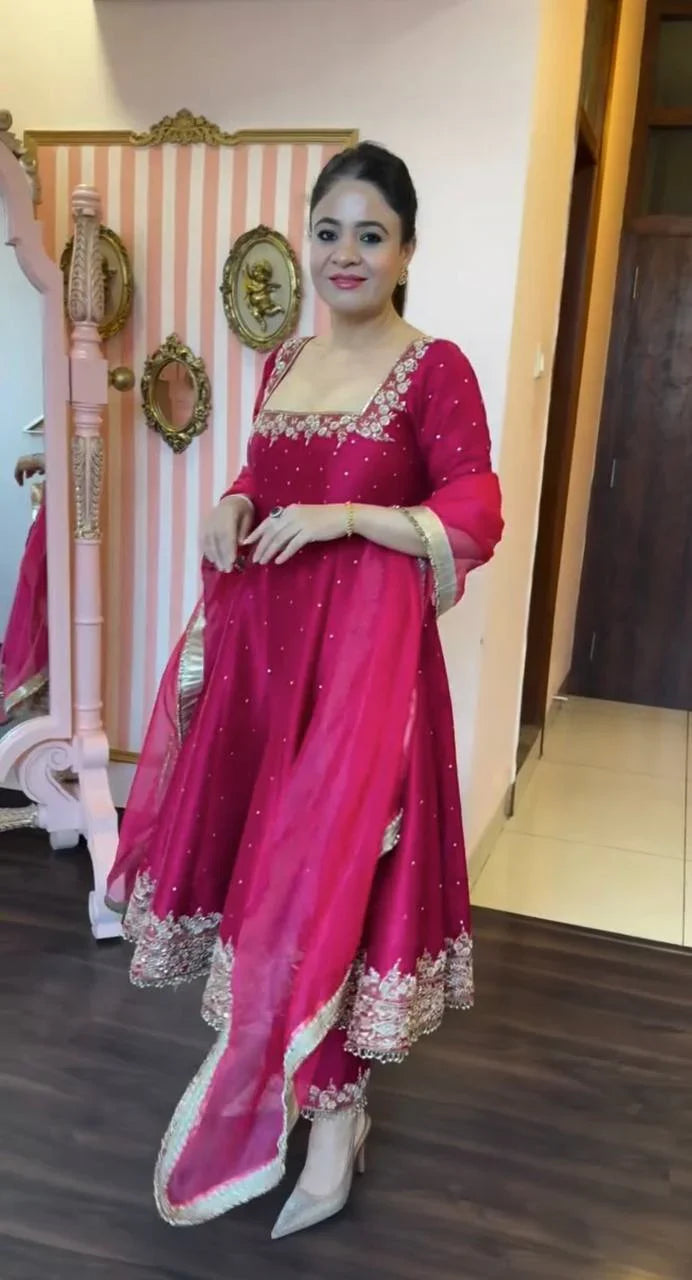 Prachi Red Heavy Vichitra Royal Anarkali Suit Set | Gulaal Jaipur