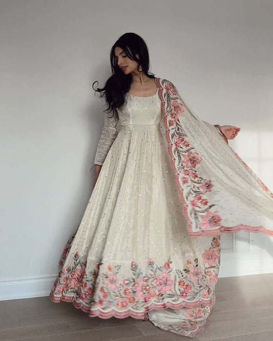 Aarushi Heavy Pure Vichitra Silk Gown | Gulaal Jaipur