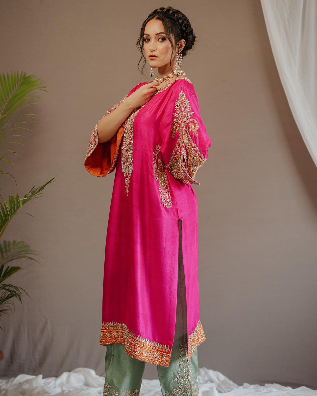Royal Fuchsia Embroidered Palazzo Suit Set | Gulaal Jaipur