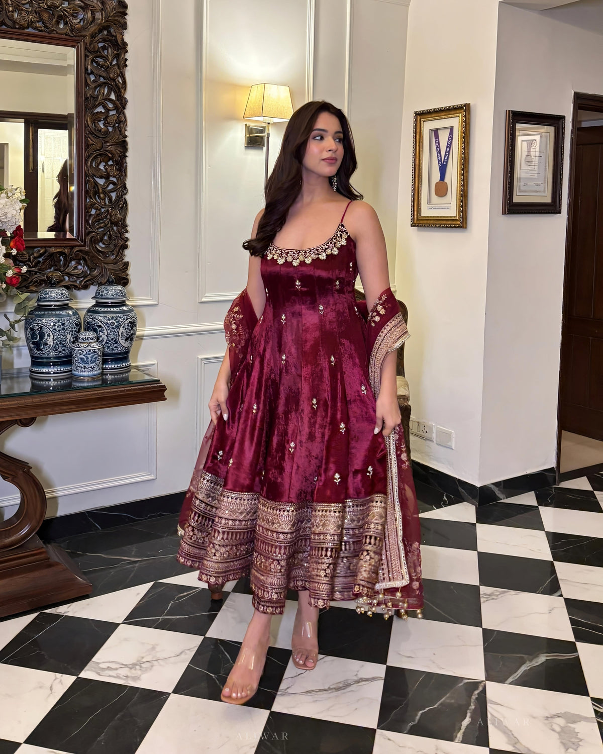 Monshika Premium Quality Maroon Anarkali Suit Set | Gulaal Jaipur