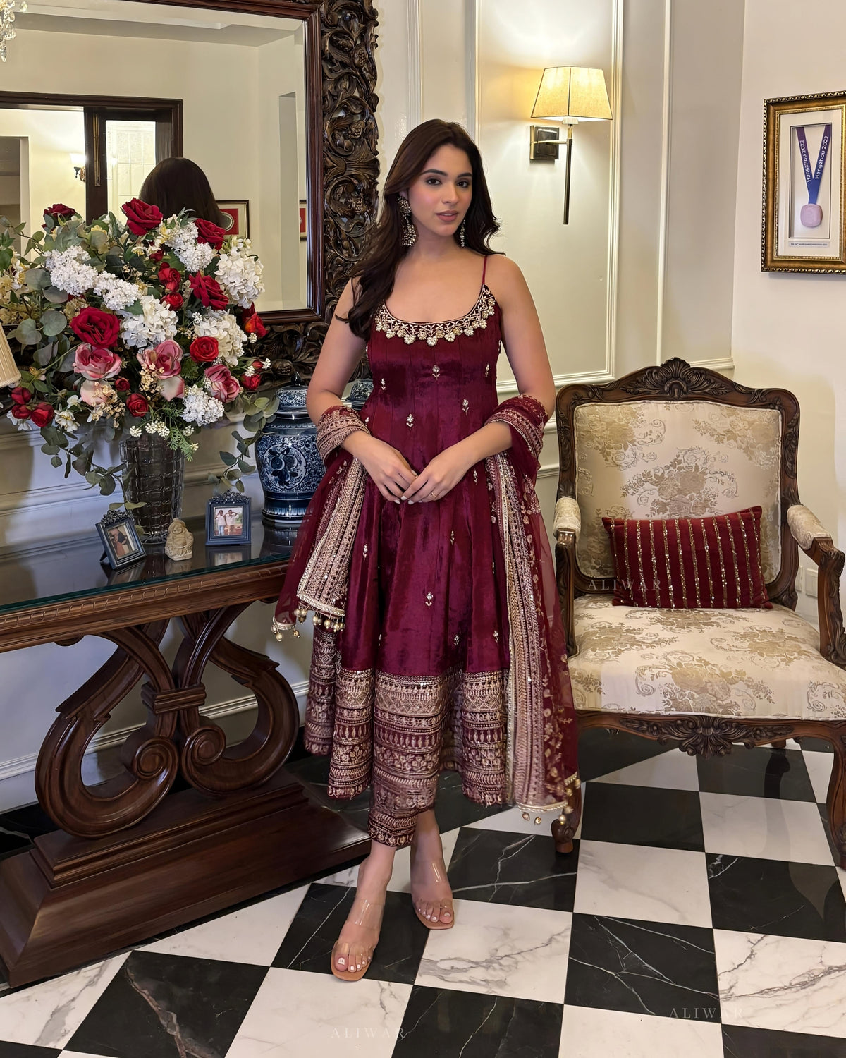 Monshika Premium Quality Maroon Anarkali Suit Set | Gulaal Jaipur