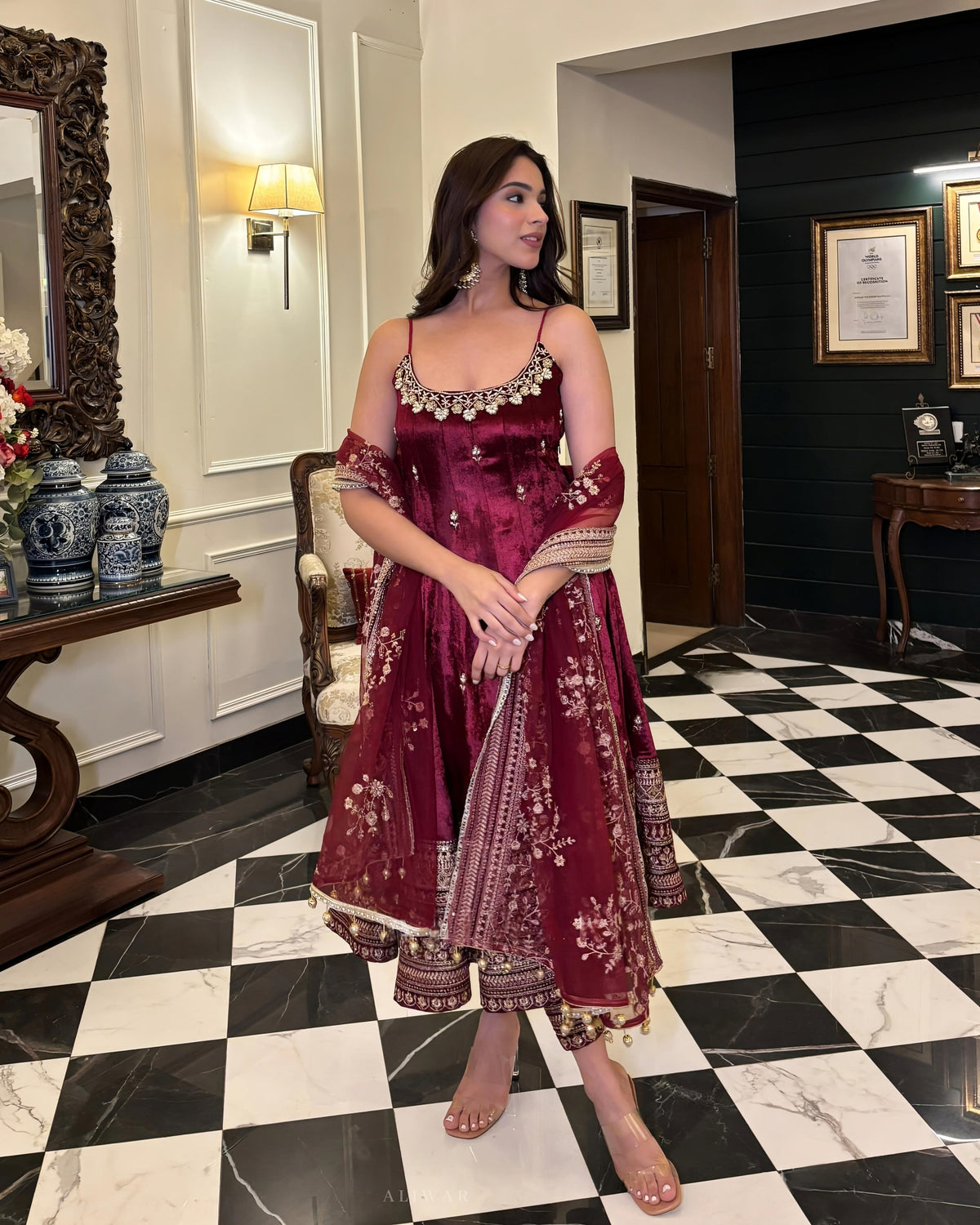 Monshika Premium Quality Maroon Anarkali Suit Set | Gulaal Jaipur