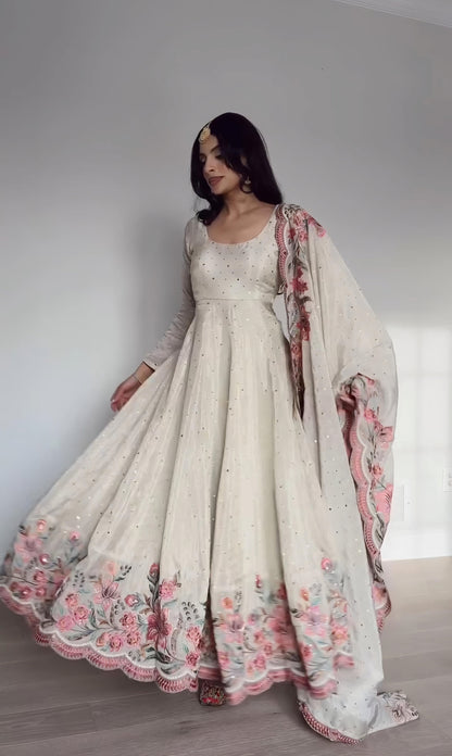 Aarushi Heavy Pure Vichitra Silk Gown | Gulaal Jaipur