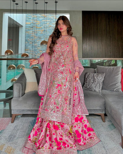 Floral Fantasy Printed Silk Lehenga Set | Gulaal Jaipur