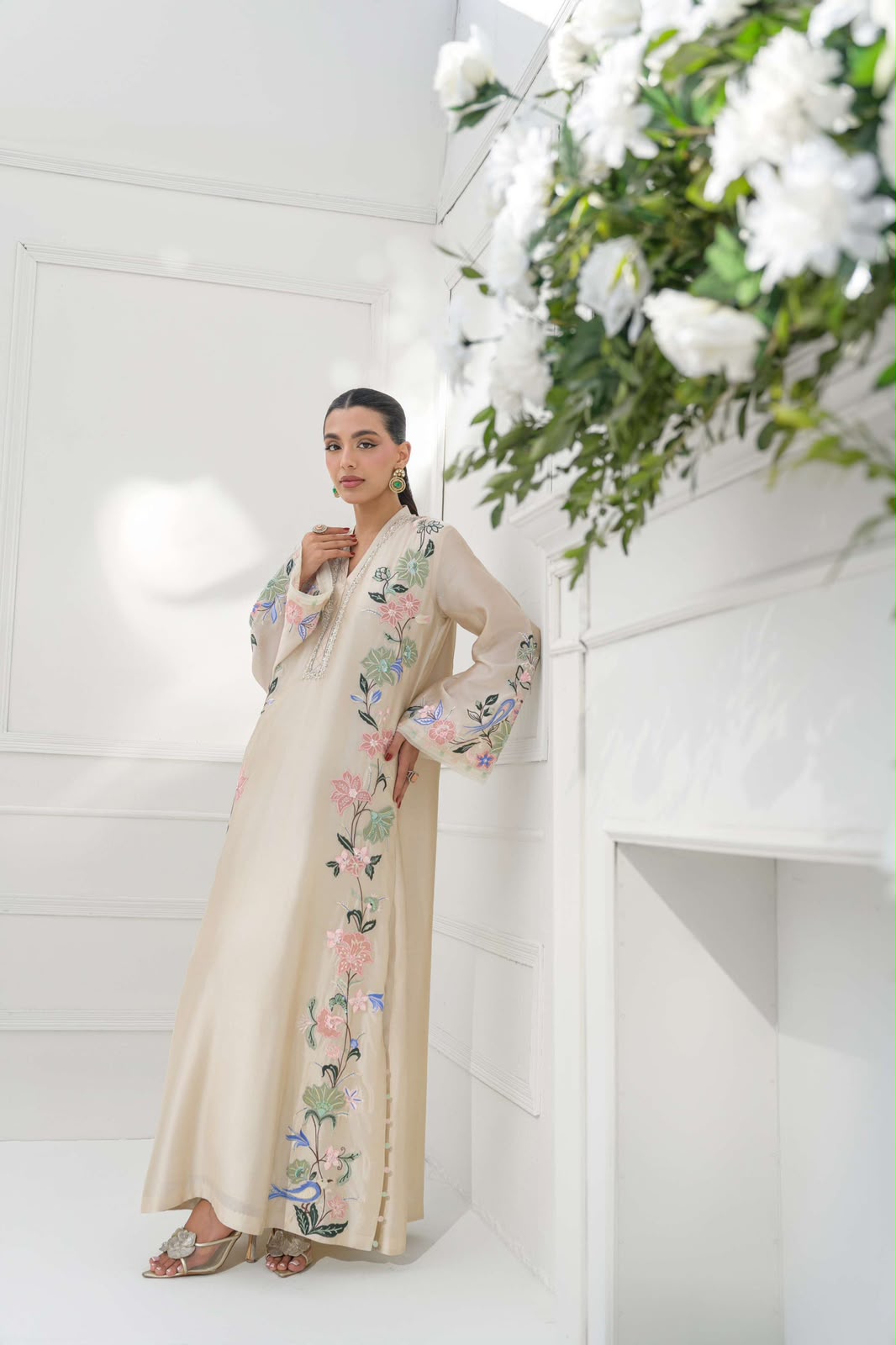 Champagne Bloom Sequin Kaftan Set | Gulaal Jaipur