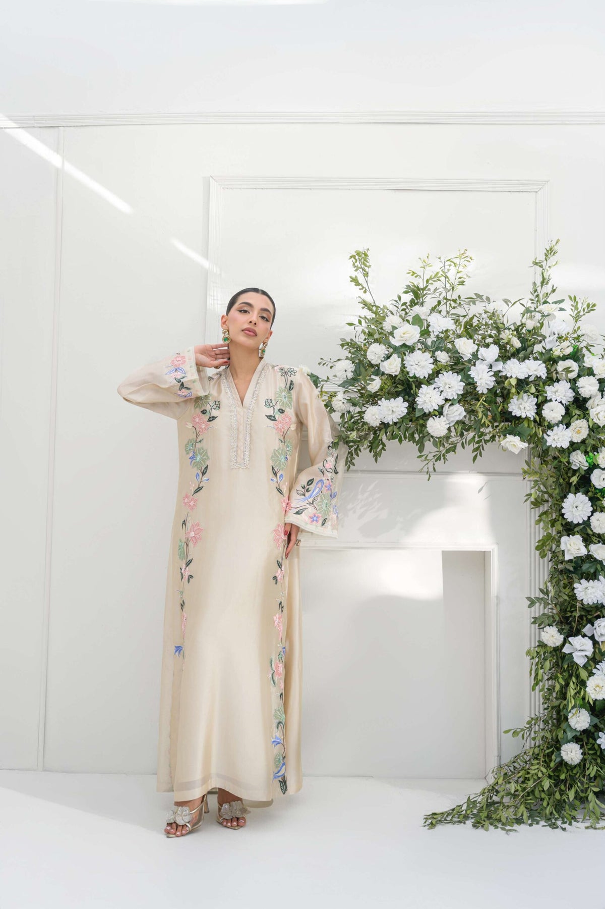 Champagne Bloom Sequin Kaftan Set | Gulaal Jaipur