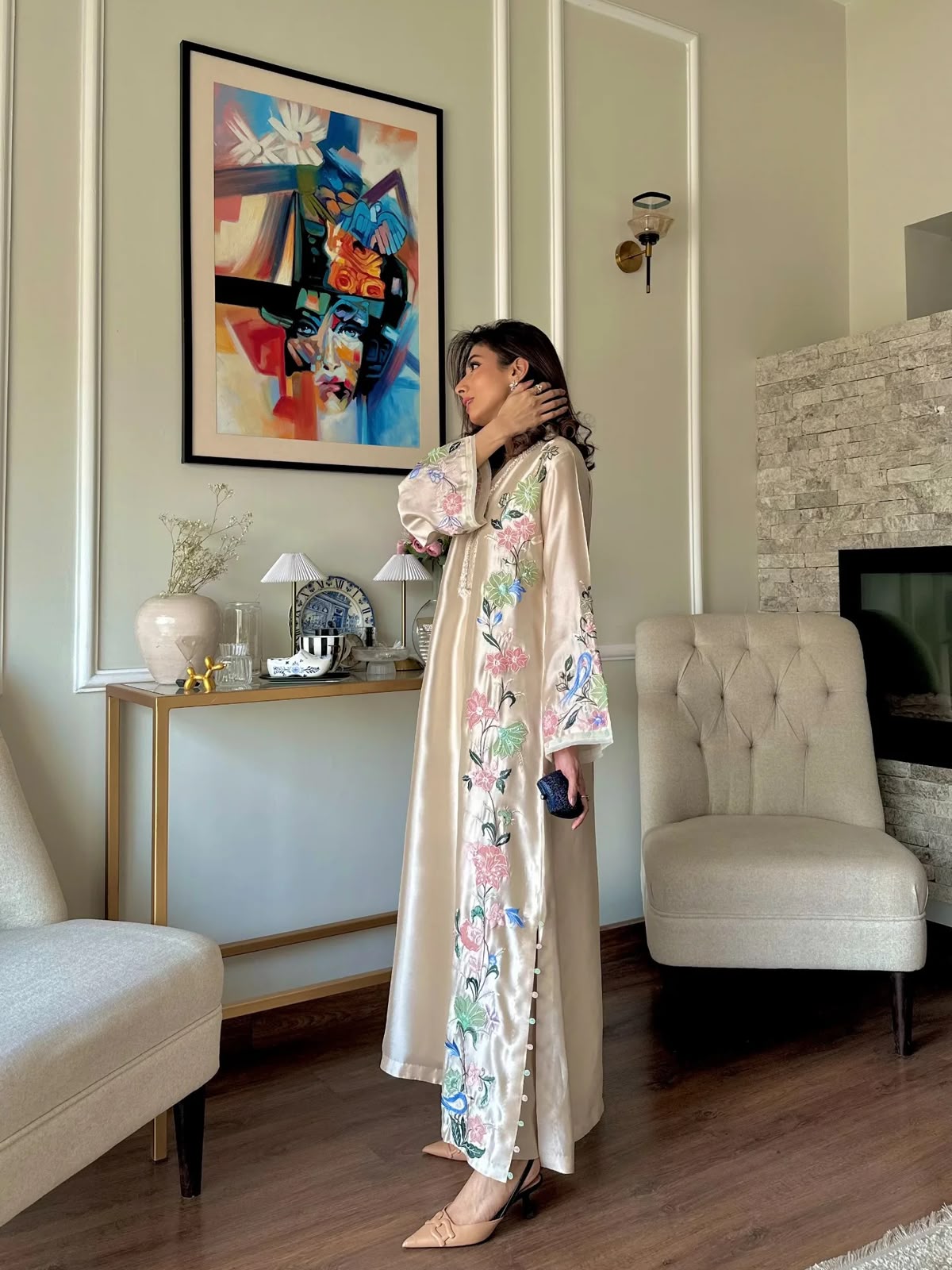 Champagne Bloom Sequin Kaftan Set | Gulaal Jaipur