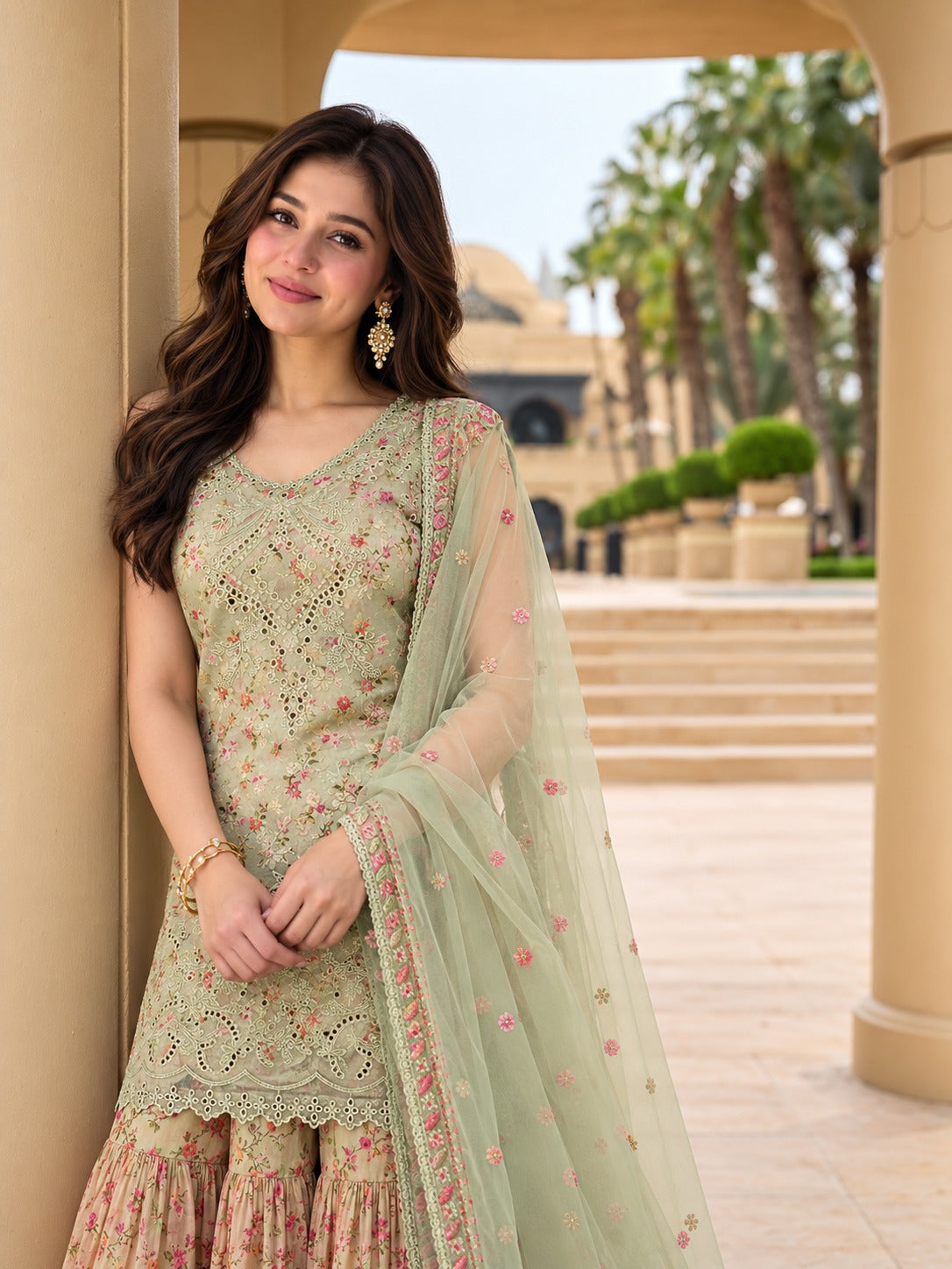 Pastel Garden Premium Sharara Set | Gulaal Jaipur