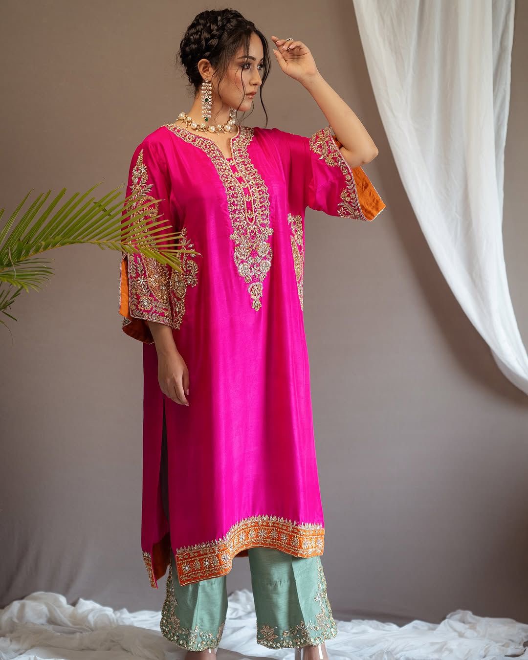 Royal Fuchsia Embroidered Palazzo Suit Set | Gulaal Jaipur